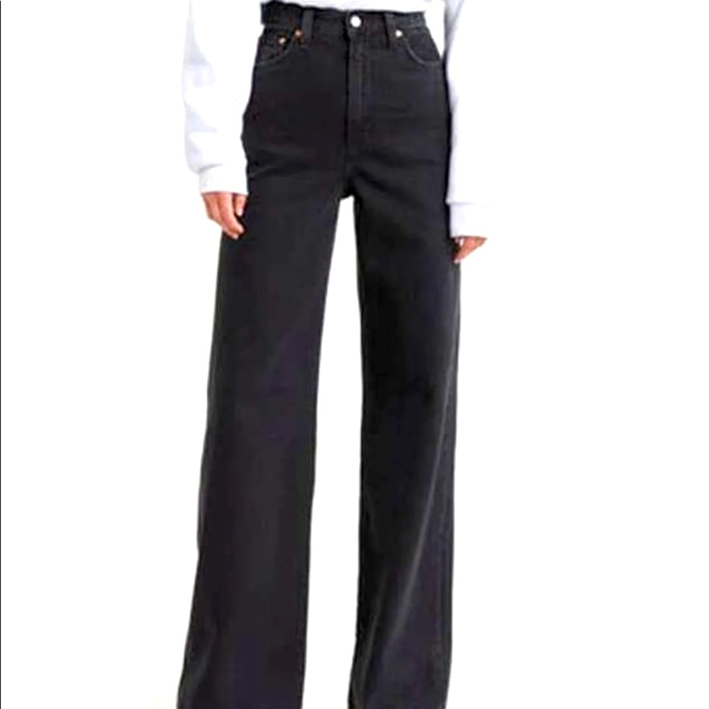 Black Levis Ribcage Wide Leg Flare Jeans